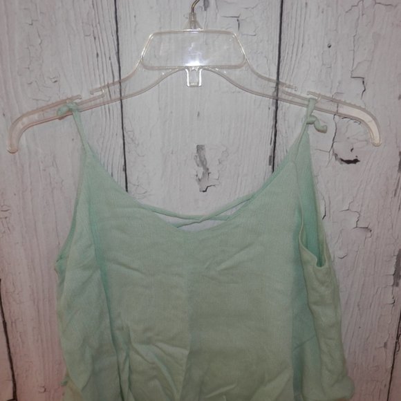 Emmelee Womens Small Lime Green Tiered Tank Top - Picture 2 of 8